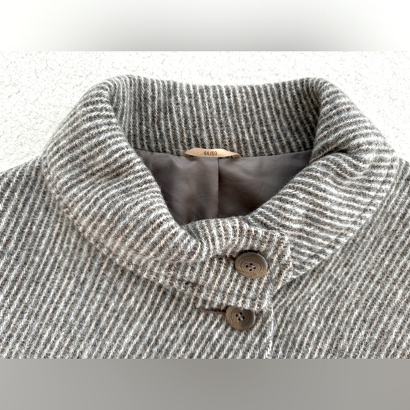 Vintage handmade grey herringbone wool winter coat - size 44/50 - Picture 7 of 15